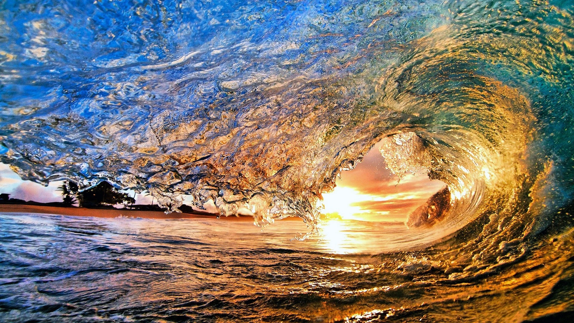 Wave at sunset